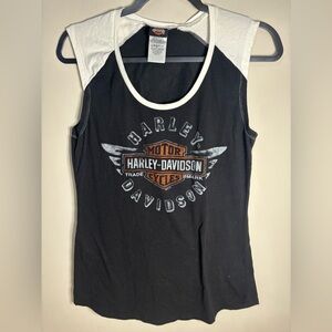 Harley-Davidson Women's Black‎ and White Muscle Tee size M